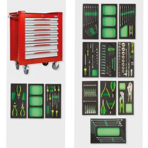 7 drawer tool trolley with 167 tools assortment