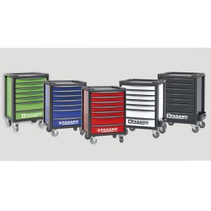 Tool trolley mod. FG 102 with 6 drawers with assortment of 224 tools in rubber modules