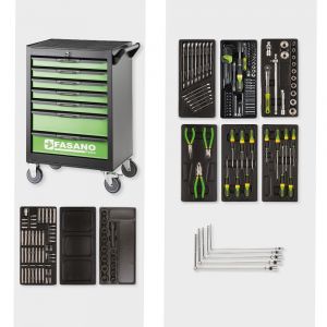 <p>Tool trolley with 7 drawers and assortment of 182 tools.</p>